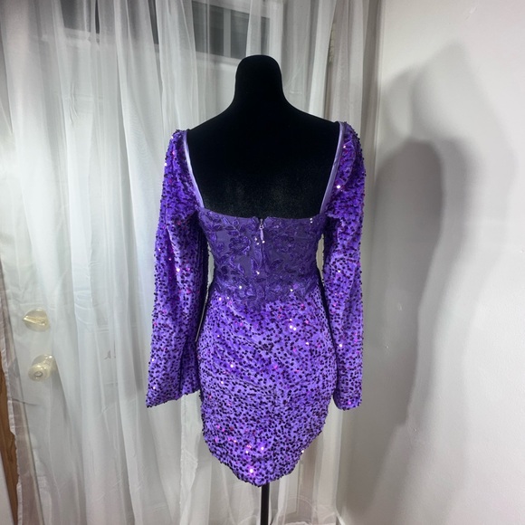 Glamorous Purple Long Sleeve Dress - Picture 10 of 14